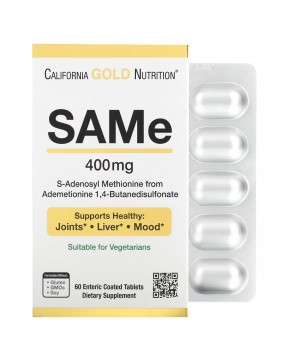 California Gold Nutrition, SAMe (бутандисульфонат), 400 мг, 60 таблеток, покрытых кишечнорастворимой оболочкой